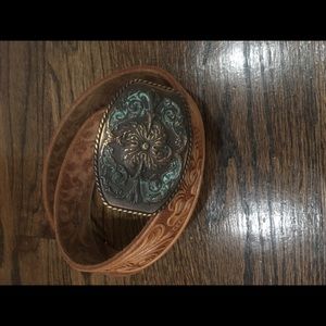 HAND TOOLED LEATHER BELT CUSTOM MADE BUCKLE MUST👀